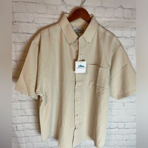 Tri-Mountain Tan Button Down Shirt Size Large NWT